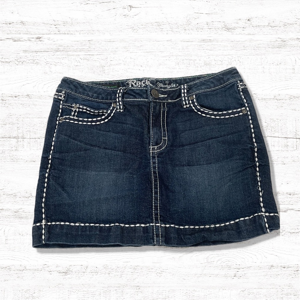 Wrangler Rock 47 Ultra Low Rise Denim Mini Skirt Size 5
